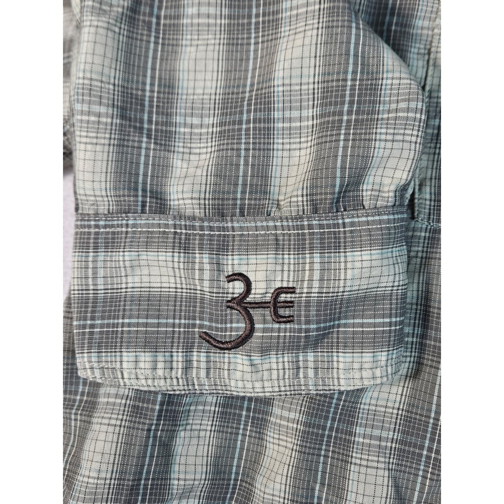 Simms Fishing Products Mens 3XL Plaid Long Sleeve Snap Button Fishing Shirt Grey - Picture 4 of 11